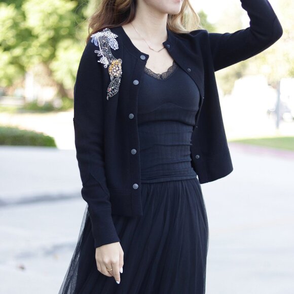 NWT - Zadig & Voltaire Puky Cows Snake Beads Cardigan BLACK✨ - Picture 7 of 14